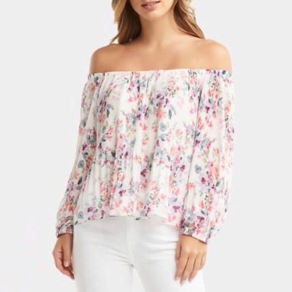 Tart Collections Cole Top Size Medium Off Shoulder Pleated Flowy Floral NWT $178 - Picture 1 of 10